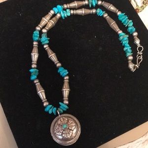 Silver turquoise mala